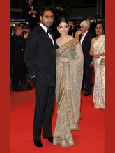 Sabyasachi Peach Embroidered Net Saree with Green Blouse - My Store