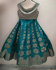 Teal Banarasi Lehenga Set with Zari Work and Dupatta