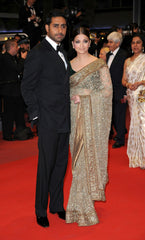 Sabyasachi Peach Embroidered Net Saree with Green Blouse