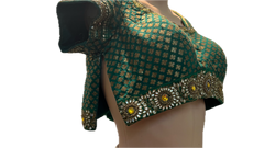 Sabyasachi Peach Embroidered Net Saree with Green Blouse