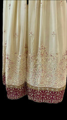 Cream Lehenga with Contrast Pink Border and Matching Dupatta - My Store
