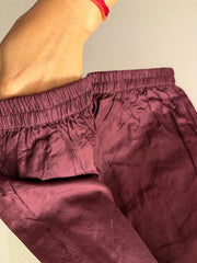 Maroon Brocade Jacket with Silk Bustier and Pant Suit Set