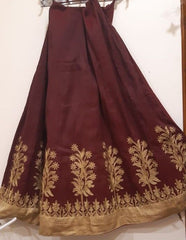 Beige and Maroon Long Kurta Combo Lehenga Set or Salwar Set