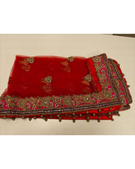 Deep Cherry Red Embellished Lehenga Set