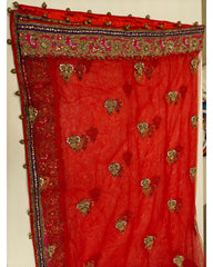 Deep Cherry Red Embellished Lehenga Set