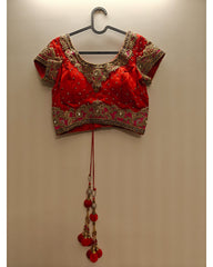 Deep Cherry Red Embellished Lehenga Set