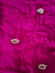 Green Georgette Lehenga Skirt with Zari Embroidery and Pink Dupatta