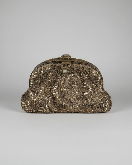 KOKOMMO Antique Gold Sequined Clutch