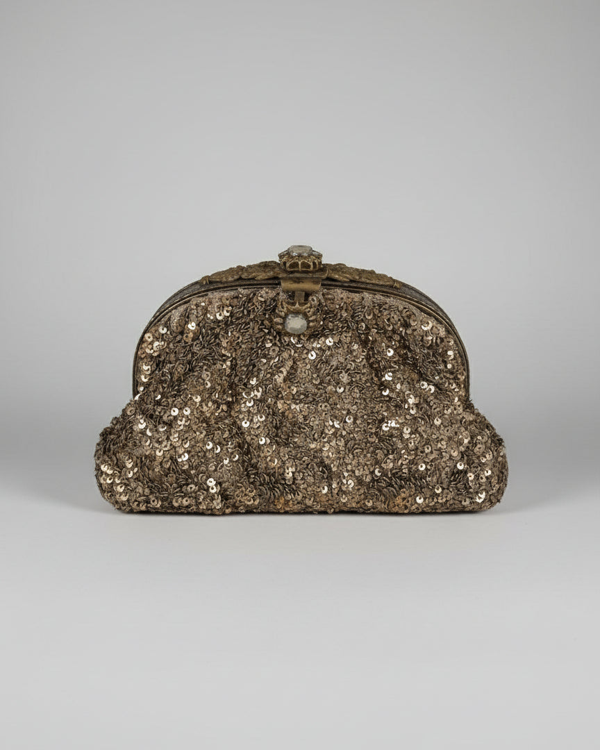 KOKOMMO Antique Gold Sequined Clutch