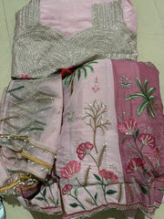 Kayara Label Pink Tropical Lehenga Skirt with Unstitched Blouse