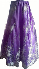 Purple skirt with floral embroidery on a white background