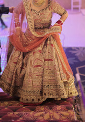 Multicolour Threadwork Bridal Lehenga Choli Set