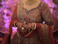 Multicolour Threadwork Bridal Lehenga Choli Set