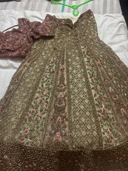 Pastel Pink Embroidered Bridal Lehenga Set 