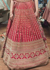 Red Bridal Lehenga with Sequins and Pearl Embroidery