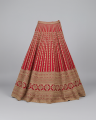 Red Bridal Lehenga with Sequins and Pearl Embroidery