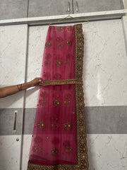 Maroon and Gold Embroidered Lehenga with Rich Peacock Motifs
