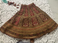 Maroon and Gold Embroidered Lehenga with Rich Peacock Motifs