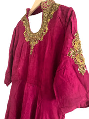 Red and Gold Embroidered Anarkali Salwar Suit with Banarasi Dupatta - My Store