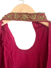Red and Gold Embroidered Anarkali Salwar Suit with Banarasi Dupatta - My Store