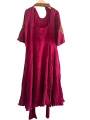 Red and Gold Embroidered Anarkali Salwar Suit with Banarasi Dupatta - My Store