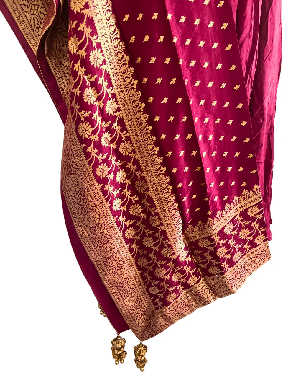 Red and Gold Embroidered Anarkali Salwar Suit with Banarasi Dupatta - My Store