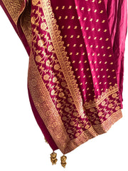 Red and Gold Embroidered Anarkali Salwar Suit with Banarasi Dupatta - My Store