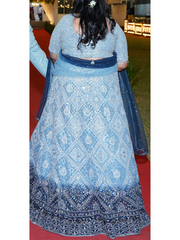 Samyakk Blue Ombre Embellished Reception Lehenga with Dupatta (3XL)