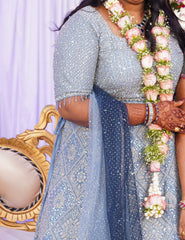 Samyakk Blue Ombre Embellished Reception Lehenga with Dupatta (3XL)