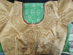 Red and Beige Embroidered Half Saree Set