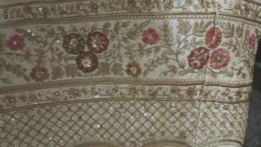 Cream Embroidered Bridal Lehenga with Dupatta