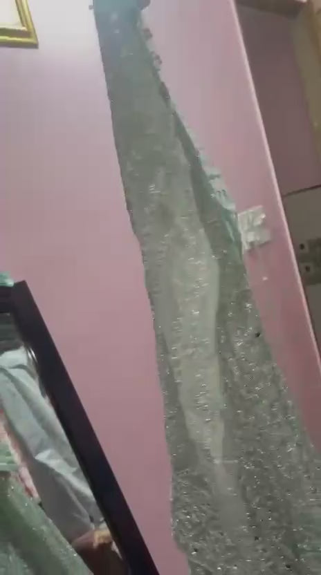 Mint Green Anarkali Gown with Silver Embroidery