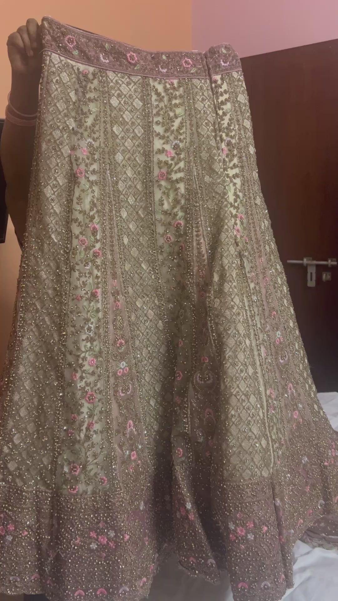Pastel Pink Embroidered Bridal Lehenga Set 
